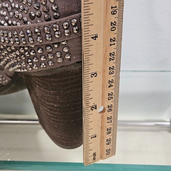 Women's Very G Rhinestone Studded Zip Up Buckles Bootie Size 8.5 Taupe - Picture 5 of 8